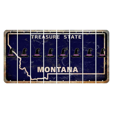 Montana Blue Treasure State Cut License Plate Strips (Set of 8) Witches Hat