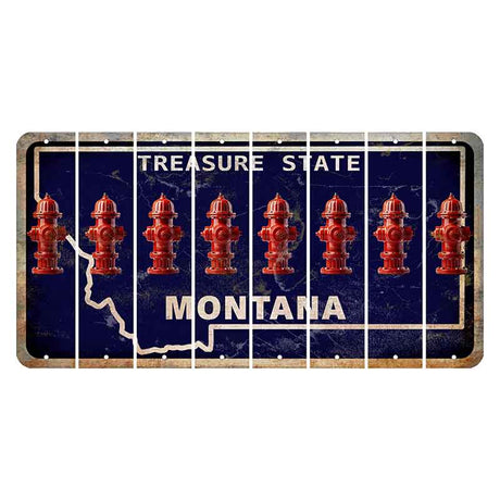 Montana Blue Treasure State Cut License Plate Strips (Set of 8) Fire Hydrant