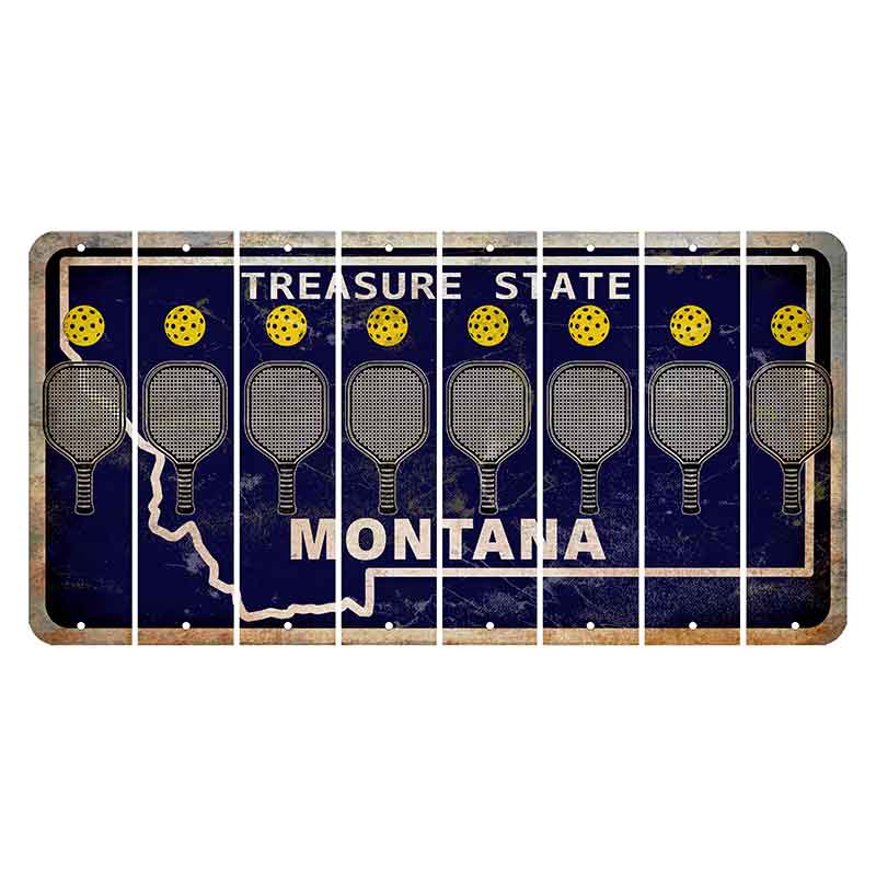 Montana Blue Treasure State Cut License Plate Strips (Set of 8) Pickleball