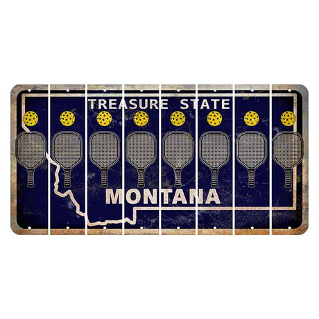 Montana Blue Treasure State Cut License Plate Strips (Set of 8) Pickleball