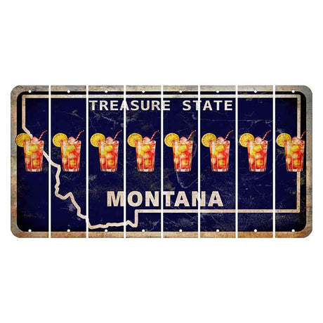 Montana Blue Treasure State Cut License Plate Strips (Set of 8) Cocktail