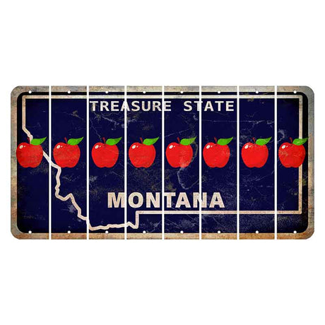 Montana Blue Treasure State Cut License Plate Strips (Set of 8) Apple