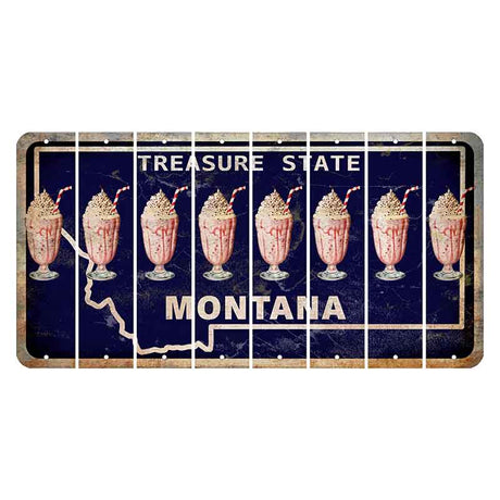 Montana Blue Treasure State Cut License Plate Strips (Set of 8) Milkshake