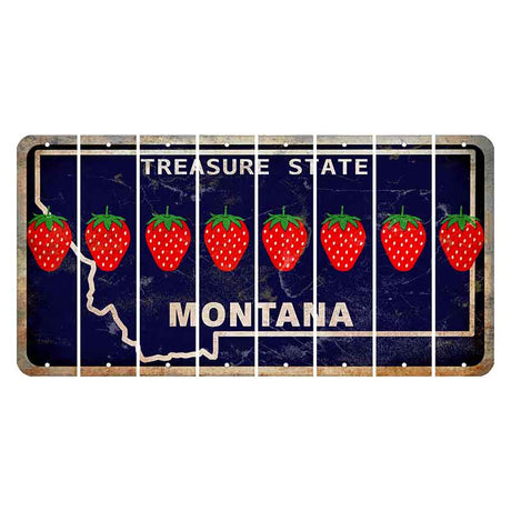 Montana Blue Treasure State Cut License Plate Strips (Set of 8) Strawberry