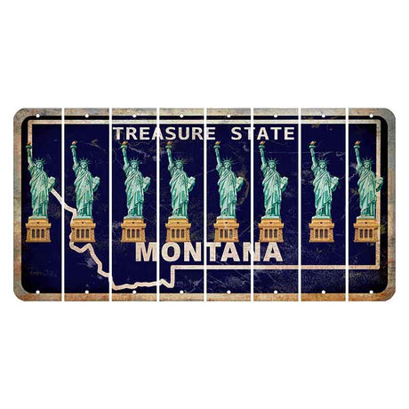 Montana Blue Treasure State Cut License Plate Strips (Set of 8) Statue of Liberty