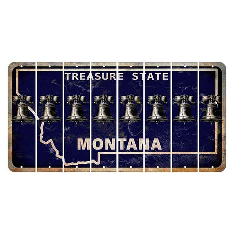 Montana Blue Treasure State Cut License Plate Strips (Set of 8) Liberty Bell