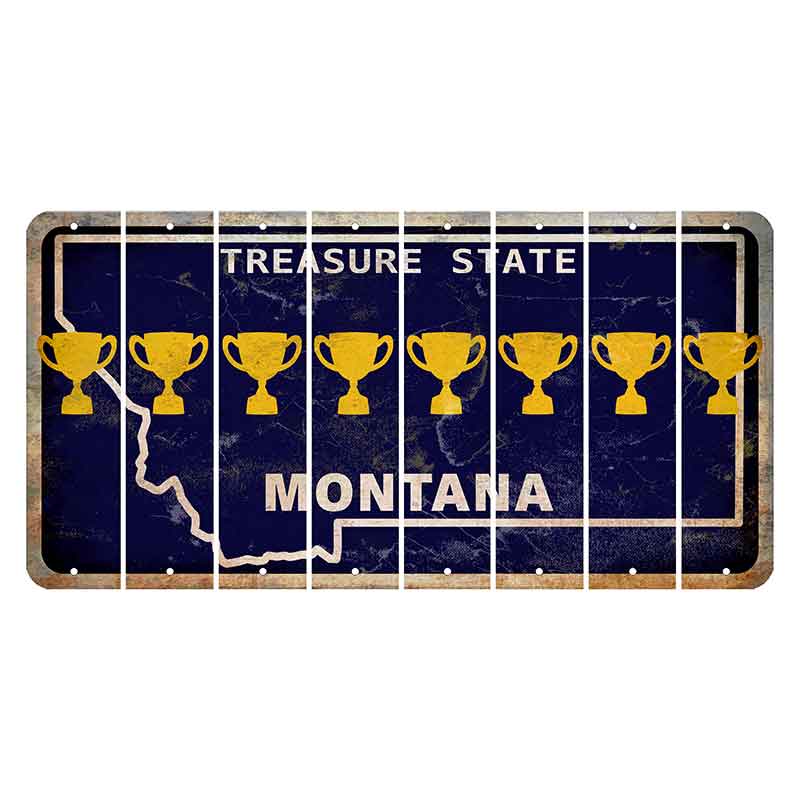 Montana Blue Treasure State Cut License Plate Strips (Set of 8) Trophy