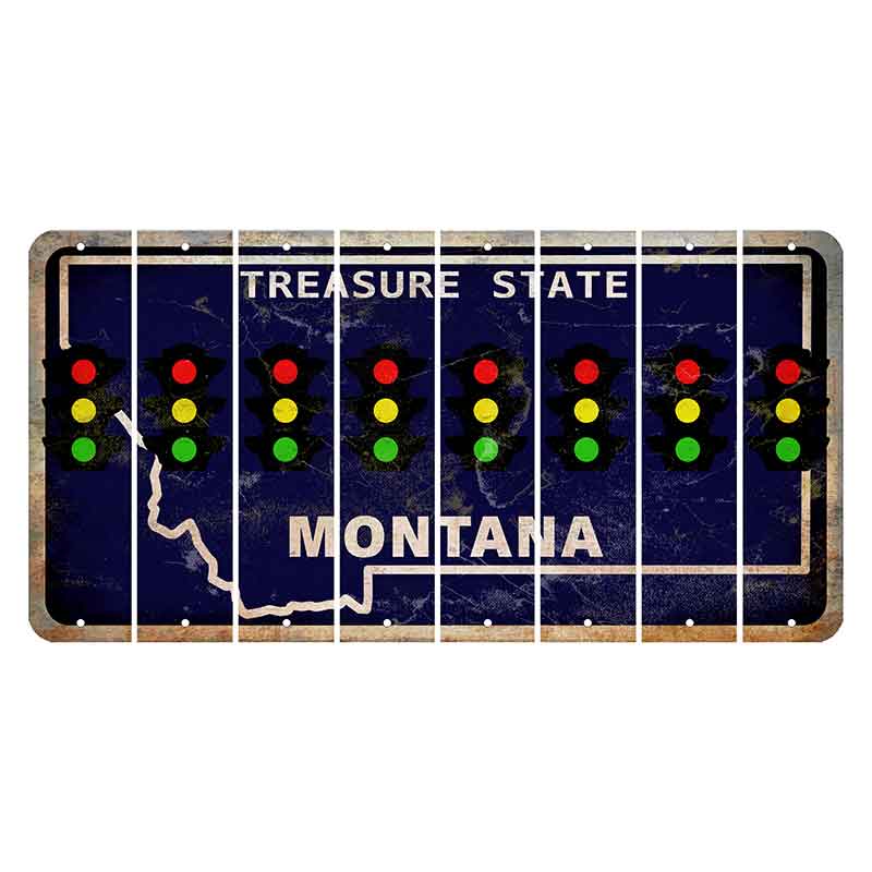 Montana Blue Treasure State Cut License Plate Strips (Set of 8) Traffic Light