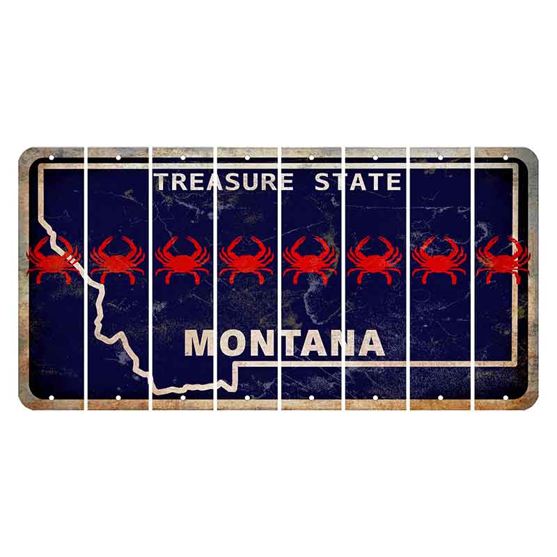 Montana Blue Treasure State Cut License Plate Strips (Set of 8) Crab