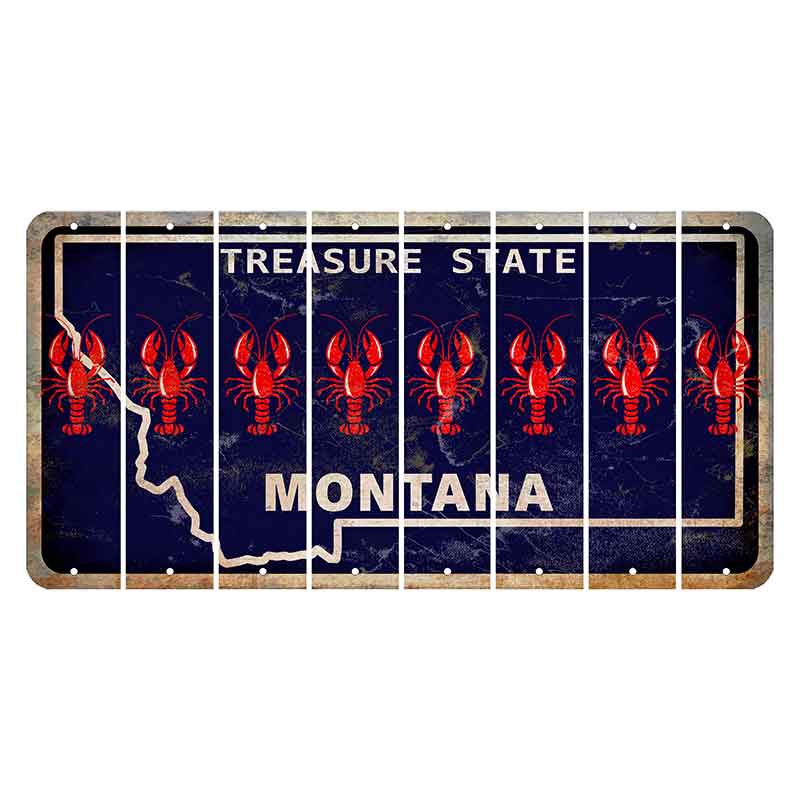 Montana Blue Treasure State Cut License Plate Strips (Set of 8) Lobster