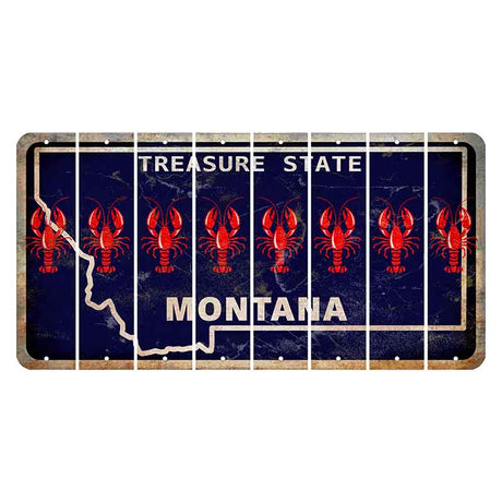 Montana Blue Treasure State Cut License Plate Strips (Set of 8) Lobster