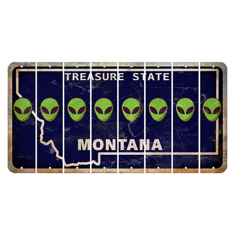 Montana Blue Treasure State Cut License Plate Strips (Set of 8) Alien