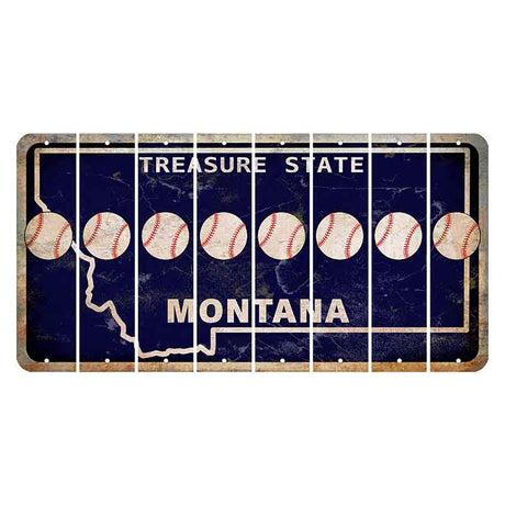 Montana Blue Treasure State Cut License Plate Strips (Set of 8) Baseball