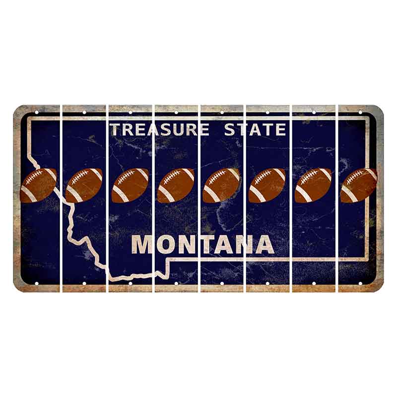 Montana Blue Treasure State Cut License Plate Strips (Set of 8) Football