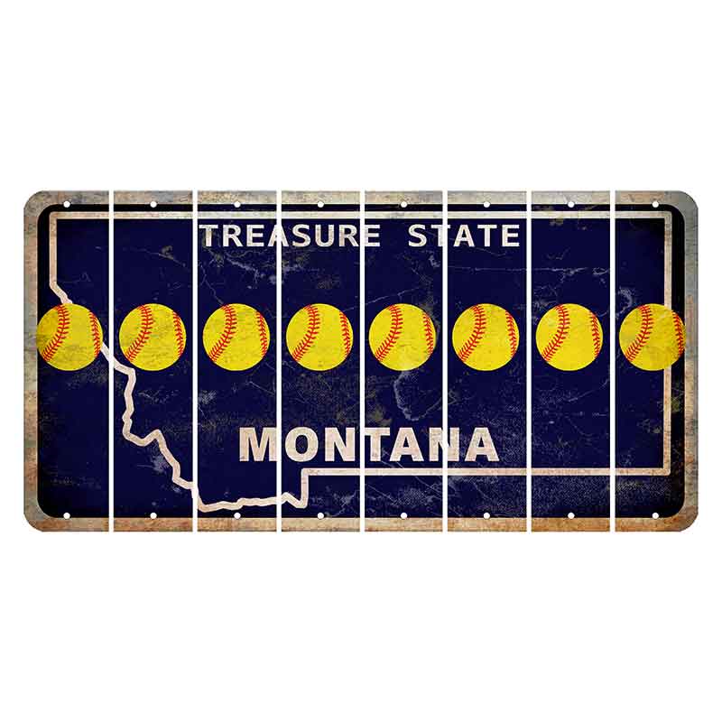 Montana Blue Treasure State Cut License Plate Strips (Set of 8) Softball