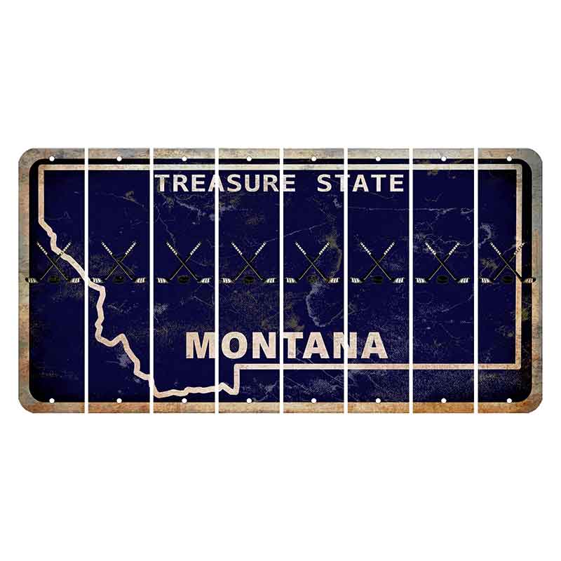 Montana Blue Treasure State Cut License Plate Strips (Set of 8) Hockey