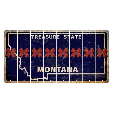 Montana Blue Treasure State Cut License Plate Strips (Set of 8) Cheer Bow