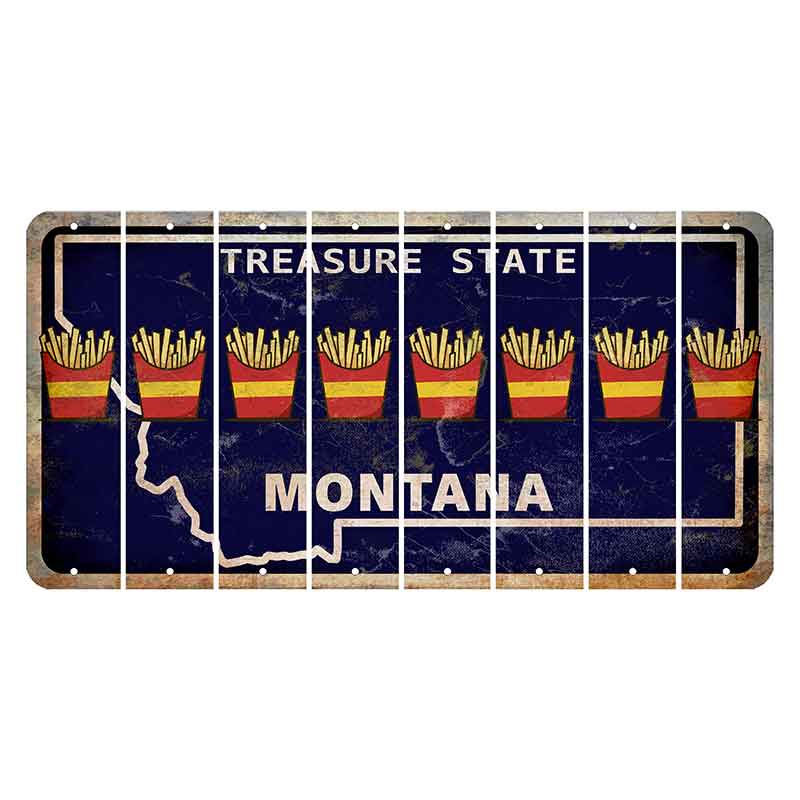 Montana Blue Treasure State Cut License Plate Strips (Set of 8) French Fries