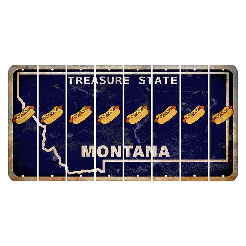 Montana Blue Treasure State Cut License Plate Strips (Set of 8) Hotdog