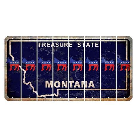 Montana Blue Treasure State Cut License Plate Strips (Set of 8) Democrat