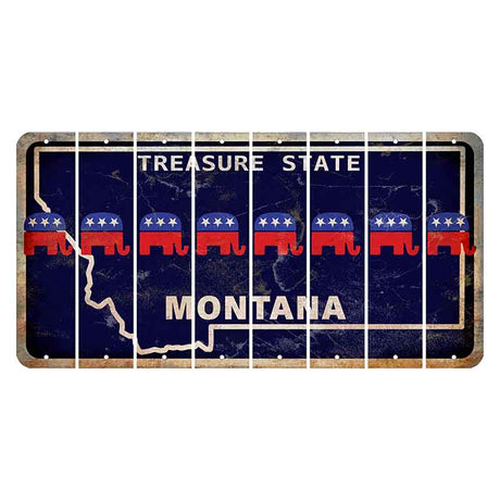 Montana Blue Treasure State Cut License Plate Strips (Set of 8) Republican