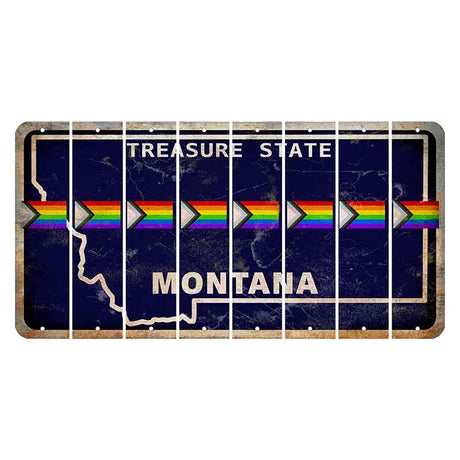 Montana Blue Treasure State Cut License Plate Strips (Set of 8) LGBTQ Flag