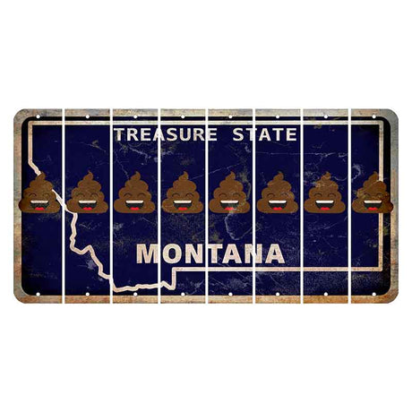 Montana Blue Treasure State Cut License Plate Strips (Set of 8) Emoji - Poop