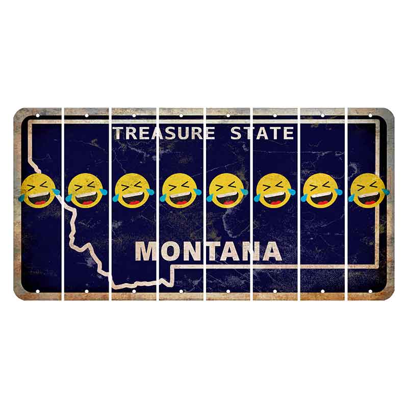 Montana Blue Treasure State Cut License Plate Strips (Set of 8) Emoji - Laughing