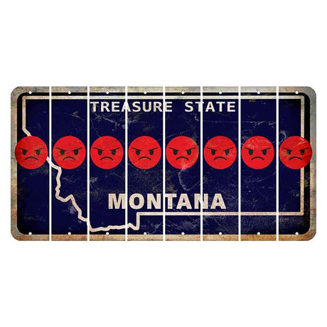 Montana Blue Treasure State Cut License Plate Strips (Set of 8) Emoji - Angry