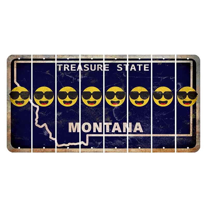 Montana Blue Treasure State Cut License Plate Strips (Set of 8) Emoji - Shades