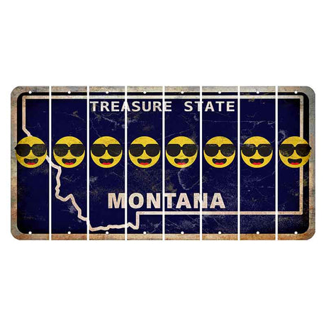 Montana Blue Treasure State Cut License Plate Strips (Set of 8) Emoji - Shades