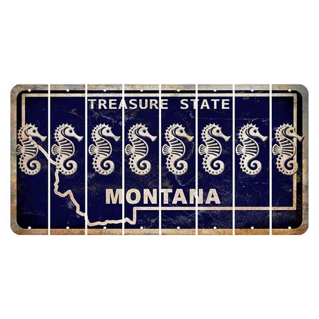 Montana Blue Treasure State Cut License Plate Strips (Set of 8) Seahorse