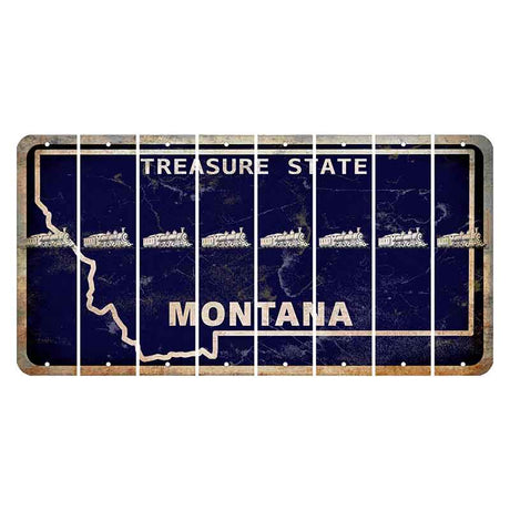 Montana Blue Treasure State Cut License Plate Strips (Set of 8) Train