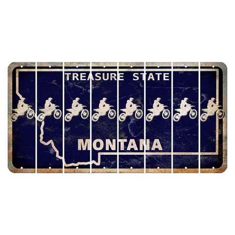 Montana Blue Treasure State Cut License Plate Strips (Set of 8) Dirtbike Rider