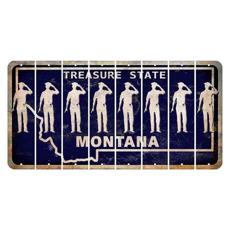 Montana Blue Treasure State Cut License Plate Strips (Set of 8) Police Officer