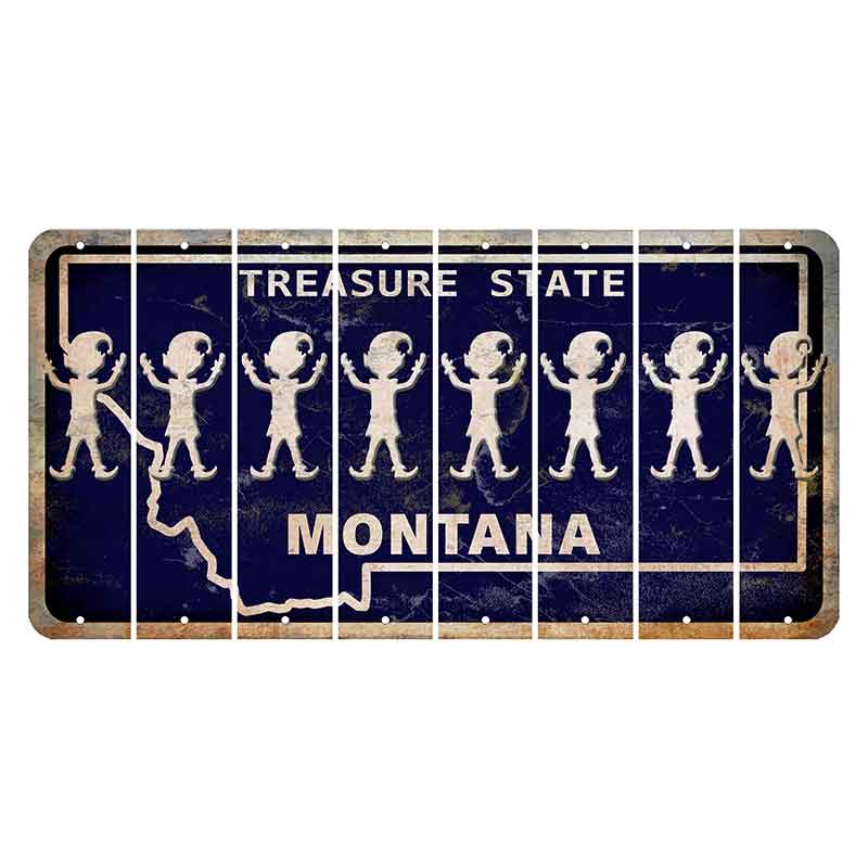 Montana Blue Treasure State Cut License Plate Strips (Set of 8) Elf