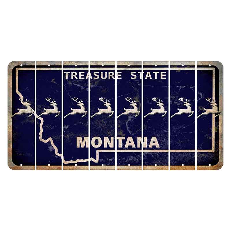 Montana Blue Treasure State Cut License Plate Strips (Set of 8) Reindeer