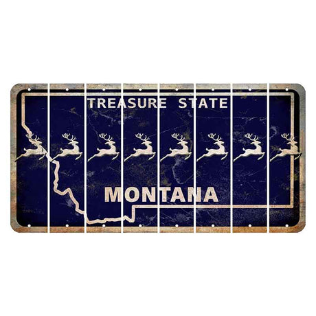 Montana Blue Treasure State Cut License Plate Strips (Set of 8) Reindeer