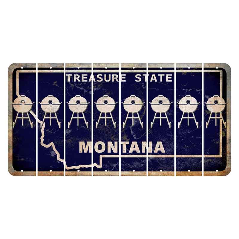 Montana Blue Treasure State Cut License Plate Strips (Set of 8) Grill