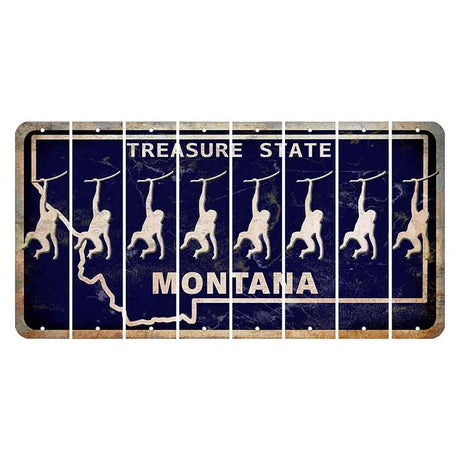 Montana Blue Treasure State Cut License Plate Strips (Set of 8) Monkey