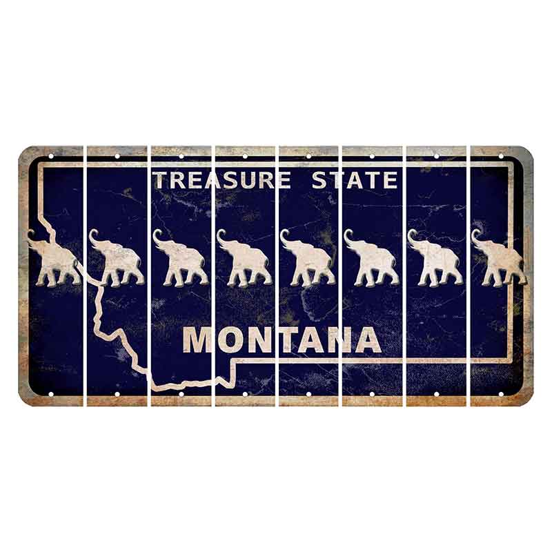 Montana Blue Treasure State Cut License Plate Strips (Set of 8) Elephant