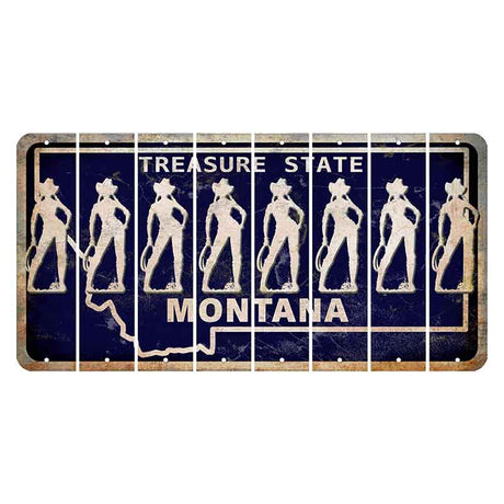 Montana Blue Treasure State Cut License Plate Strips (Set of 8) Cowgirl