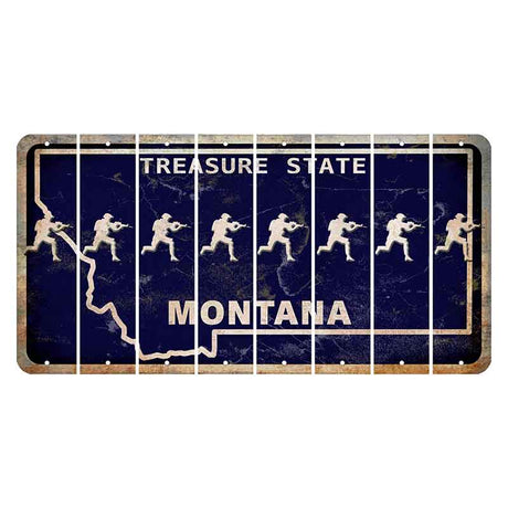 Montana Blue Treasure State Cut License Plate Strips (Set of 8) Soldier - Running