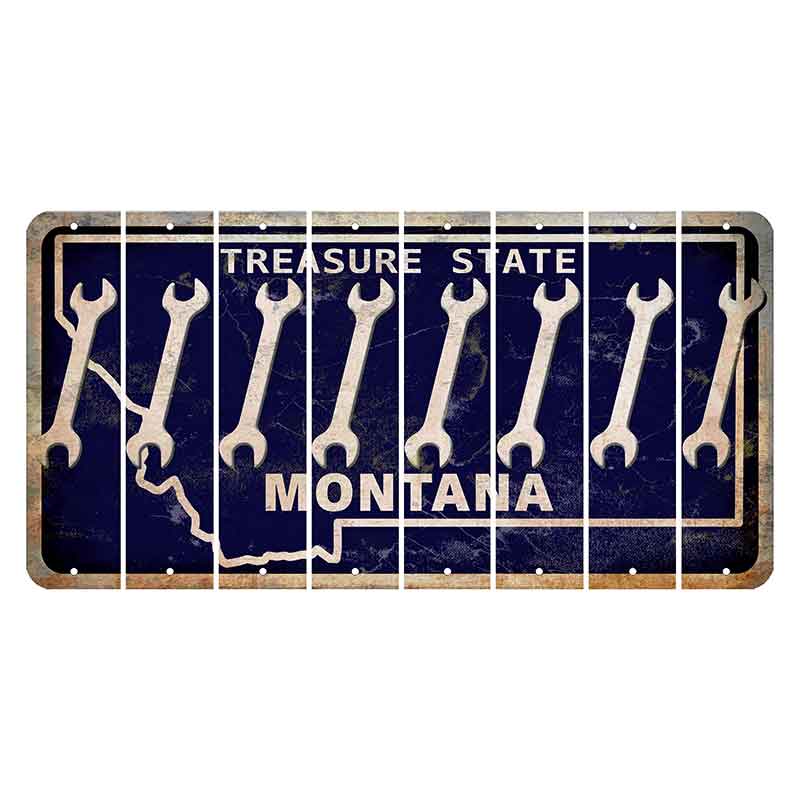 Montana Blue Treasure State Cut License Plate Strips (Set of 8) Wrench