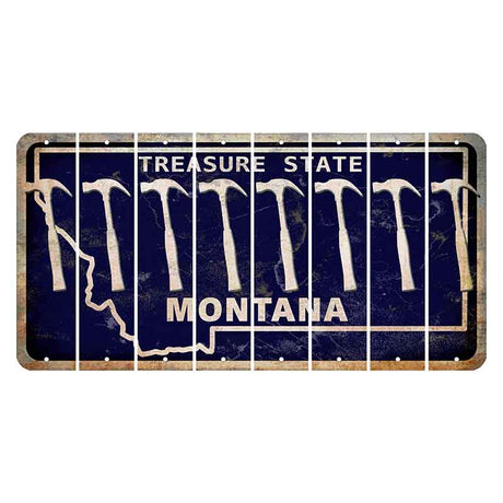 Montana Blue Treasure State Cut License Plate Strips (Set of 8) Hammer