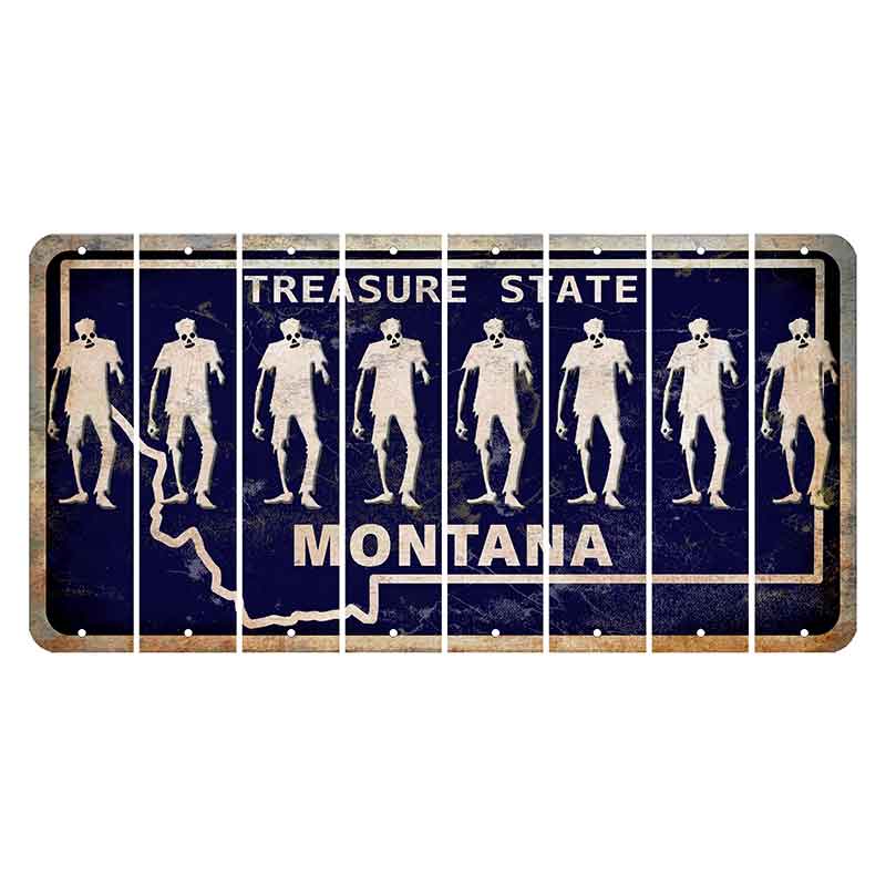 Montana Blue Treasure State Cut License Plate Strips (Set of 8) Zombie