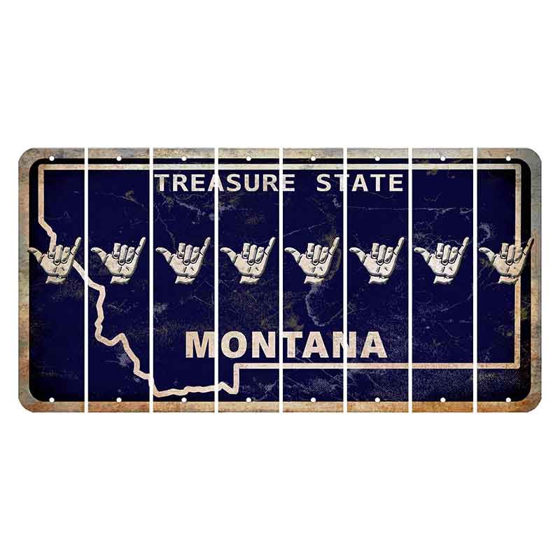 Montana Blue Treasure State Cut License Plate Strips (Set of 8) Hang Loose