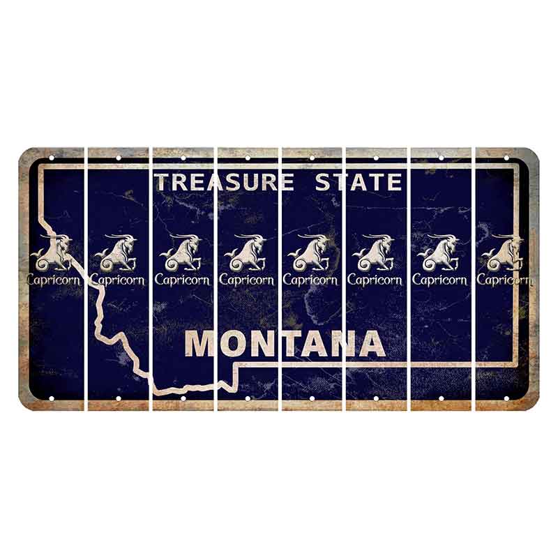 Montana Blue Treasure State Cut License Plate Strips (Set of 8) Zodiac Sign - Capricorn