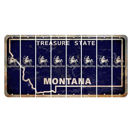 Montana Blue Treasure State Cut License Plate Strips (Set of 8) Zodiac Sign - Sagittarius