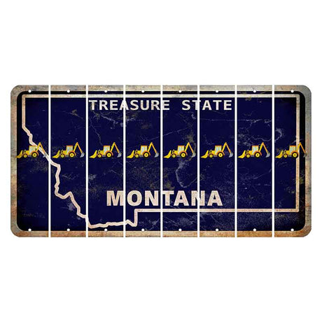 Montana Blue Treasure State Cut License Plate Strips (Set of 8) Backhoe